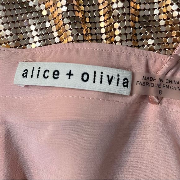 Alice + Olivia Harmony Chain Mail Rose Gold Mini Dress Size 8 - Picture 6 of 9